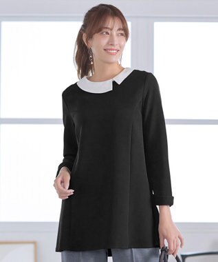 Tiaclasse 【3WAY・ストレッチジョーゼット】付け襟チュニック ブラック