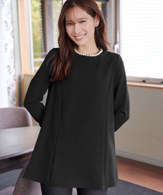 Tiaclasse 【3WAY・ストレッチジョーゼット】付け襟チュニック ブラック