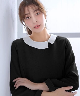 Tiaclasse 【3WAY・ストレッチジョーゼット】付け襟チュニック ブラック