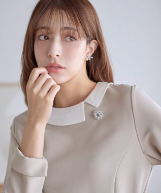 Tiaclasse 【3WAY・ストレッチジョーゼット】付け襟チュニック グレージュ