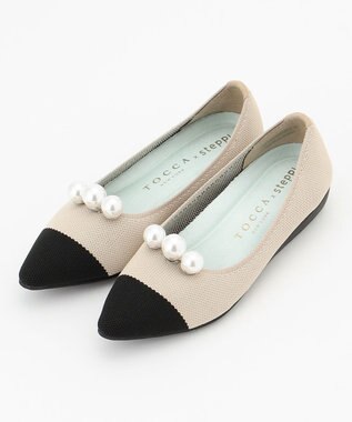 TOCCA 【軽量・撥水・お洗濯可・選べるシュークリップ】steppi×TOCCA BICOLOR POINTED PUMPS パンプス ベージュ×パール