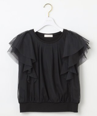 ANY SIS 【洗える】ラッフルチュール プルオーバー ブラック