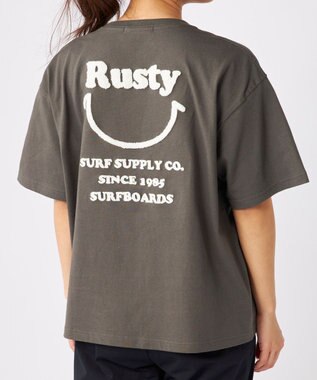 OP／FILA 【RUSTY】ニコちゃん×刺しゅう半袖Tシャツ チャコールグレー