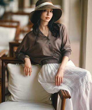 23区 【UVカット/洗える】ペーパー ブレード ハット ダークブラウン系