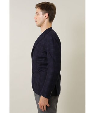 DAKS フランネルチェックジャケット ネイビー