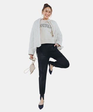 UNFILO ハイストレッチ ロゴスウェット グレージュ×ブラックロゴ