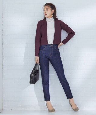 Tiaclasse L 【新色追加・洗える】ストレートショートニットボレロ バーガンディー