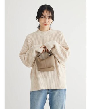 Green Parks ｍｏｋｏモール畦編みモックネックプルオーバー Off White