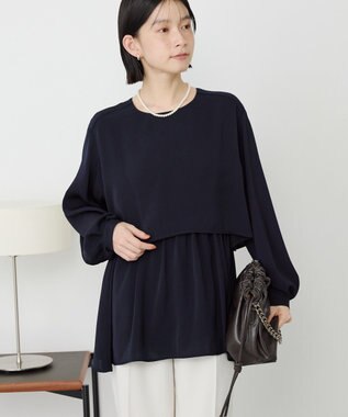 AMERICAN HOLIC 【イージーケア】Ｗクロスティアードブラウス Dark Navy