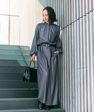 #Newans 【洗濯機可/しわになりにくい】ベリーワイドパンツ チャコール