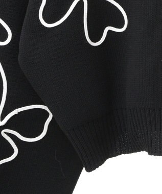 Green Parks ・ＥＬＥＮＣＡＲＥ　ＤＵＥ　コード刺繍花柄ニット Black