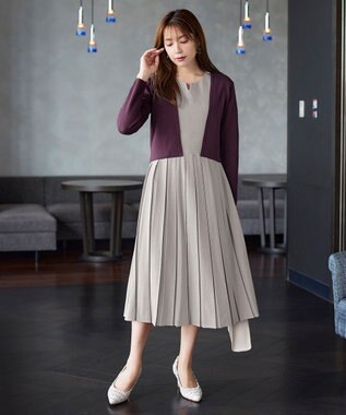 Tiaclasse L 【新色追加・洗える】ストレートショートニットボレロ バーガンディー