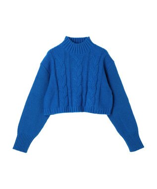 Green Parks ショート丈ケーブルニットプルオーバー Blue
