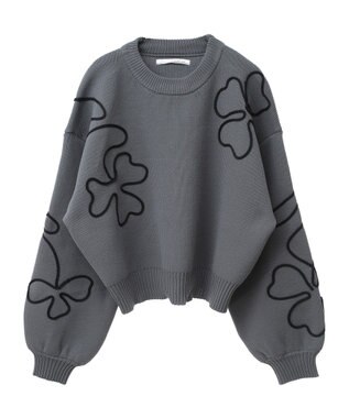 Green Parks ・ＥＬＥＮＣＡＲＥ　ＤＵＥ　コード刺繍花柄ニット Charcoal Gray