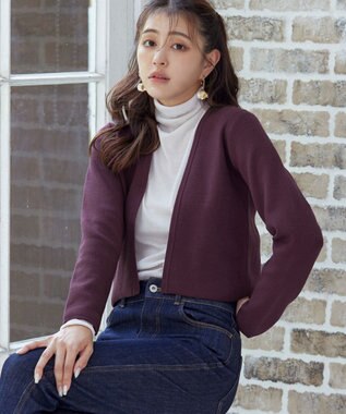 Tiaclasse L 【新色追加・洗える】ストレートショートニットボレロ バーガンディー