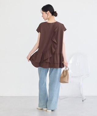 earth music&ecology 【接触冷感】ラッフルヘムプルオーバー Brown