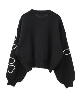 Green Parks ・ＥＬＥＮＣＡＲＥ　ＤＵＥ　コード刺繍花柄ニット Black