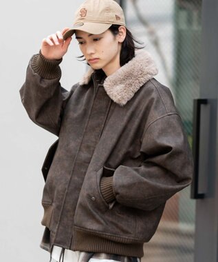 WEGO 【ユニセックス着用ITEM/MLサイズ展開】PU2WAYフライトブルゾン ブラウンその他