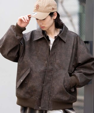 WEGO 【ユニセックス着用ITEM/MLサイズ展開】PU2WAYフライトブルゾン ブラウンその他