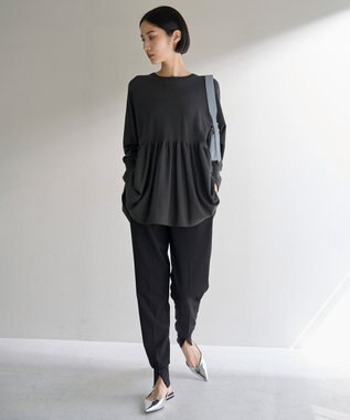 UNFILO L マイビューティニット ペプラム チャコール