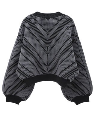 Green Parks ・ＥＬＥＮＣＡＲＥ　ＤＵＥ　ジャカードカーディガン Charcoal Gray