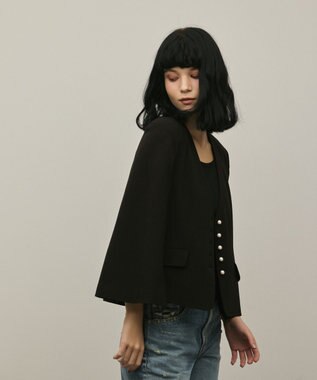 GRACE CONTINENTAL トリアセケープスリーブジャケット ブラック