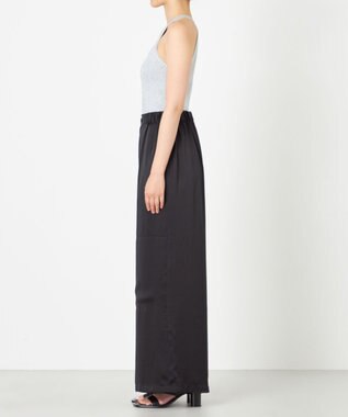 NAVE 【Nave・洗える/ウエストゴム】ヴィンテージサテン ワイドパンツ ブラック系