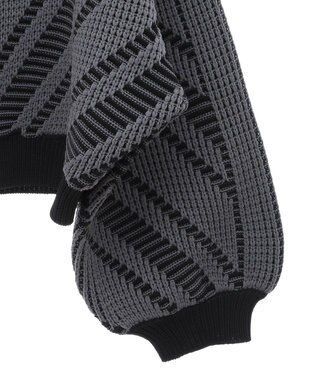 Green Parks ・ＥＬＥＮＣＡＲＥ　ＤＵＥ　ジャカードカーディガン Charcoal Gray