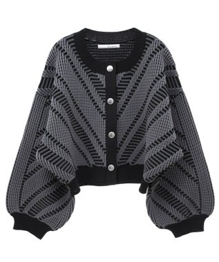 Green Parks ・ＥＬＥＮＣＡＲＥ　ＤＵＥ　ジャカードカーディガン Charcoal Gray