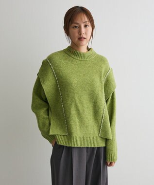 CRAFT STANDARD BOUTIQUE ハンドステッチデザインニットプルオーバー Green