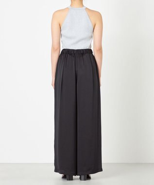 NAVE 【Nave・洗える/ウエストゴム】ヴィンテージサテン ワイドパンツ ブラック系