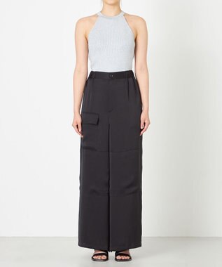 NAVE 【Nave・洗える/ウエストゴム】ヴィンテージサテン ワイドパンツ ブラック系