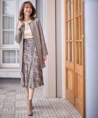 ANY SIS 【洗える】フルブルームフラワープリント スカート モカ系