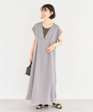 Green Parks フレンチスリーブレースアップジャンスカ Light Gray