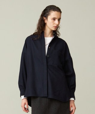 J.PRESS YORK STREET 【WOMEN】バンドカラーブラウス ネイビー系