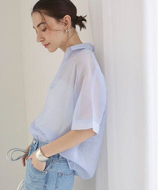 WEGO 【ANGIE VINTAGE】スキッパーシアーシャツ サックス