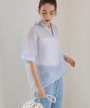 WEGO 【ANGIE VINTAGE】スキッパーシアーシャツ サックス