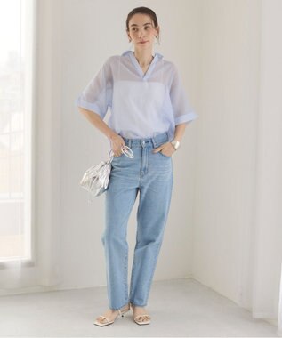 WEGO 【ANGIE VINTAGE】スキッパーシアーシャツ サックス