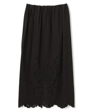 BEIGE， 【洗える】GALLERIA / コットンエンブロイダリーIラインスカート Black
