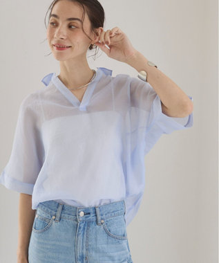 WEGO 【ANGIE VINTAGE】スキッパーシアーシャツ サックス