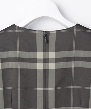 J.PRESS LADIES L ブロックチェックジャガード ワンピース ブラック×ベージュ系