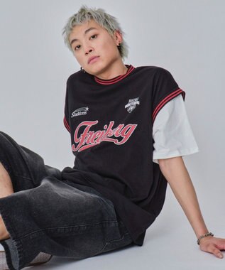 WEGO 【ユニセックス着用ITEM/MLサイズ展開】フェイクタンクグラフィックT（SS） ブラック