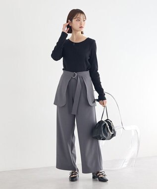 earth music&ecology 【予約】【2WAY】ラップスカート付きパンツ グレー