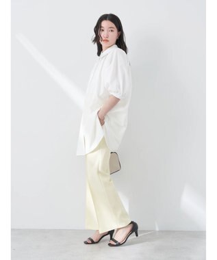 earth music&ecology パフスリーブチュニックブラウス Off White