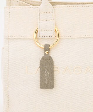LA BAGAGERIE チャーム付きデニムバッグ Sサイズ アイボリー