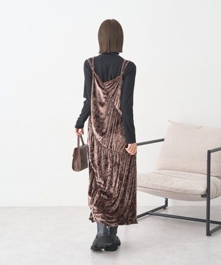 earth music&ecology クラッシュベロアシャーリングワンピース Brown