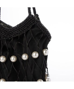 UNBILLION カカトゥ kakatoo / パール風ビーズ編み込メッシュバッグ ブラック