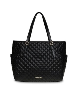 STEVE MADDEN BVIBRATO サイドポケット付きキルティングトートバッグ ブラック