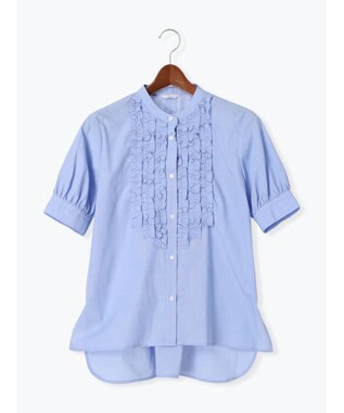 Te chichi フロントフリル5分袖ブラウス サックスブルー