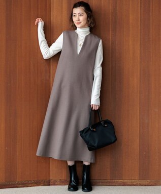 23区 ウールミルドジャージー ジャンパースカート ブラウン系